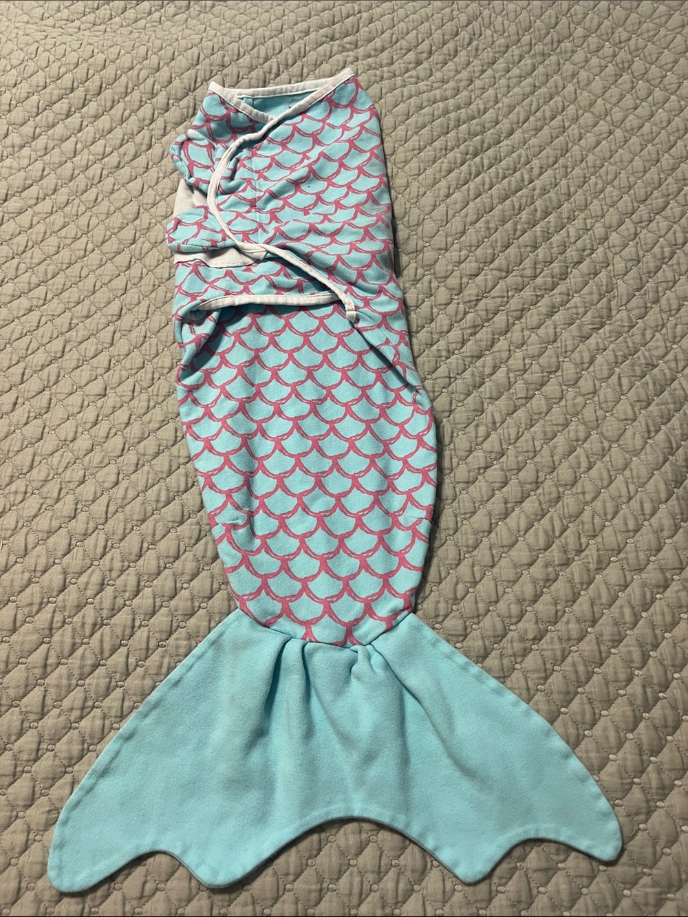 Mermaid Tail Baby Swaddle - Aqua with Pink Scale Print